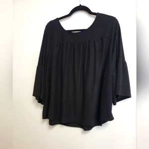 W5 Anthropologie Black Polka Dot Bell Sleeve Plus-Size Top!